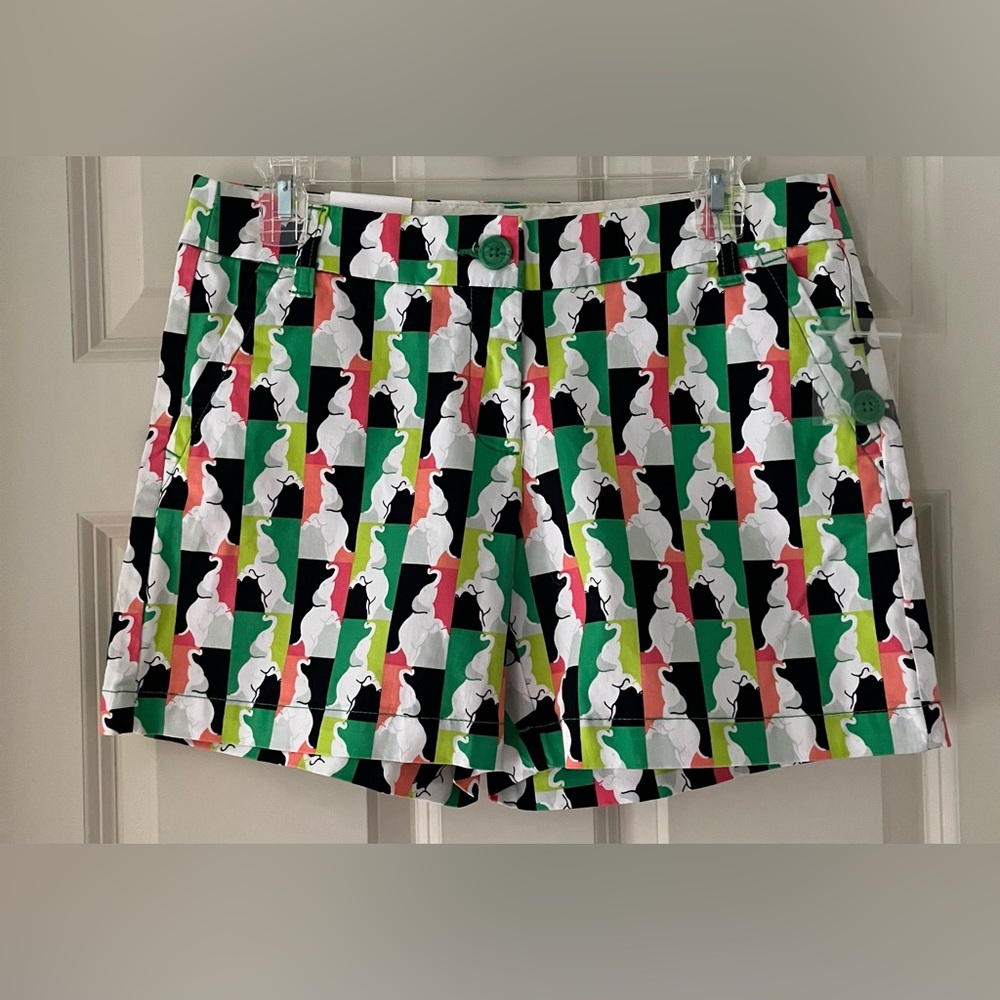 Women’s Crown and Ivy mixed colors shorts with elephant images, size 4